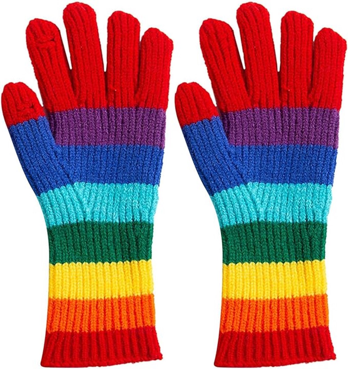 Knitted Gloves - Gloves - Rainbow Gloves - Warm Gloves - Touchscreen Compatible Gloves - Unisex - Suitable for Cold Weather, Sports, Travel, Driving, Skating, Skiing - Christmas Gift - Birthday Gift