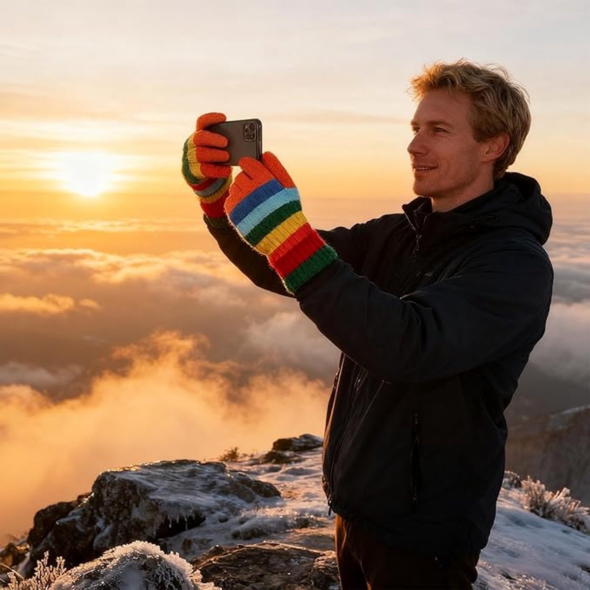 Knitted Gloves - Gloves - Rainbow Gloves - Warm Gloves - Touchscreen Compatible Gloves - Unisex - Suitable for Cold Weather, Sports, Travel, Driving, Skating, Skiing - Christmas Gift - Birthday Gift