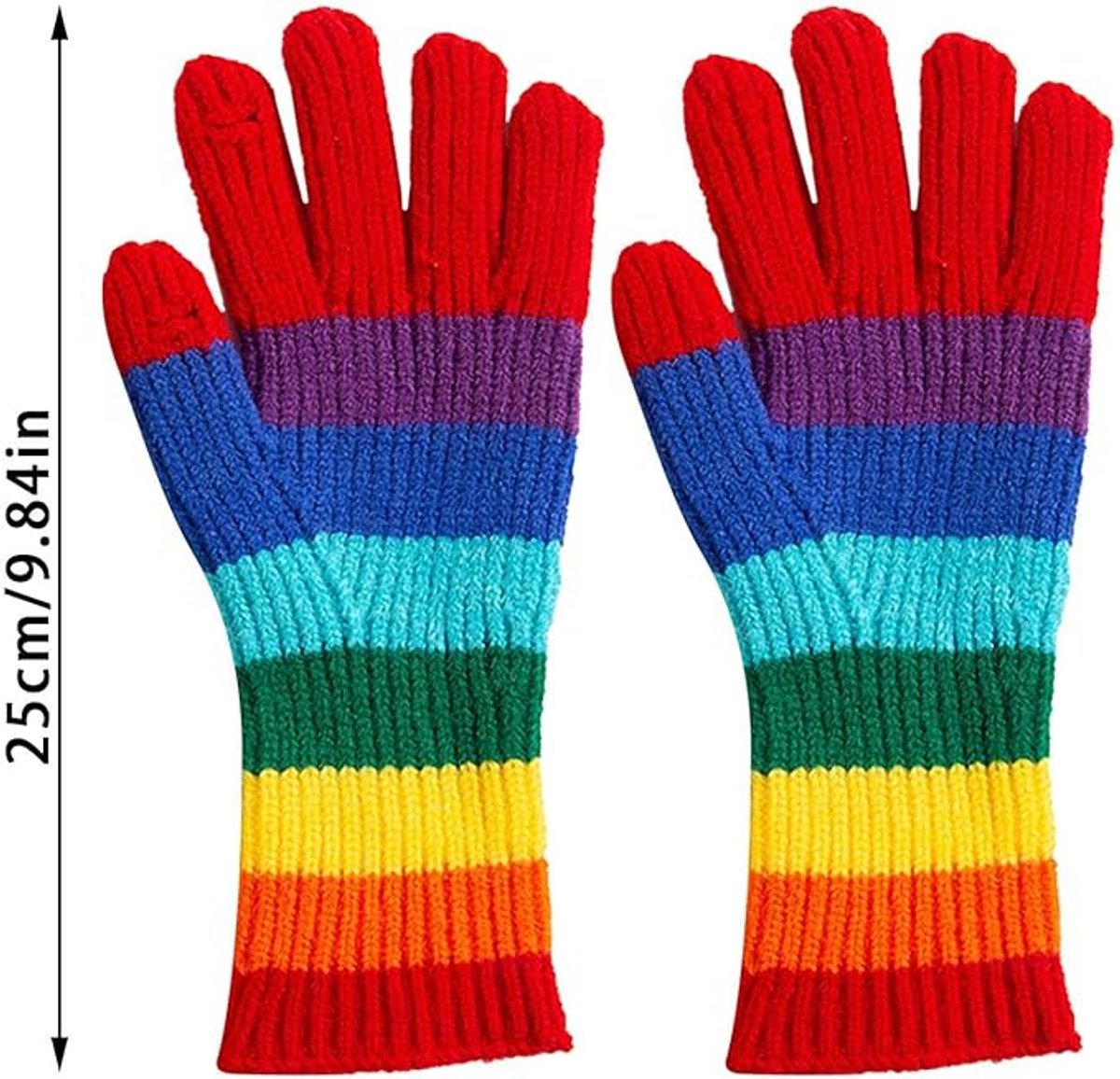 Knitted Gloves - Gloves - Rainbow Gloves - Warm Gloves - Touchscreen Compatible Gloves - Unisex - Suitable for Cold Weather, Sports, Travel, Driving, Skating, Skiing - Christmas Gift - Birthday Gift