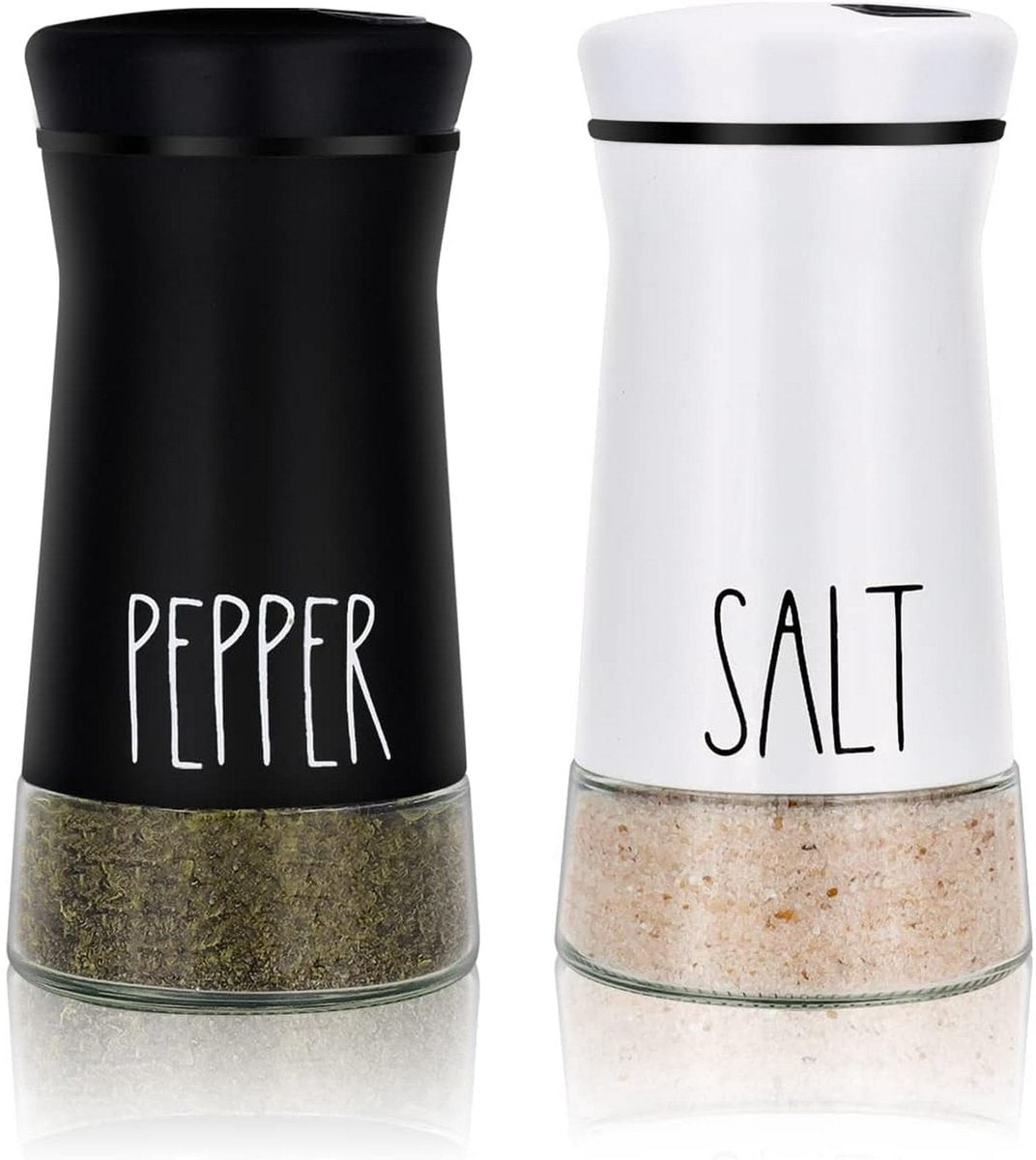2-piece - stainless steel - with adjustable spout - farmhouse style - salt and pepper shaker