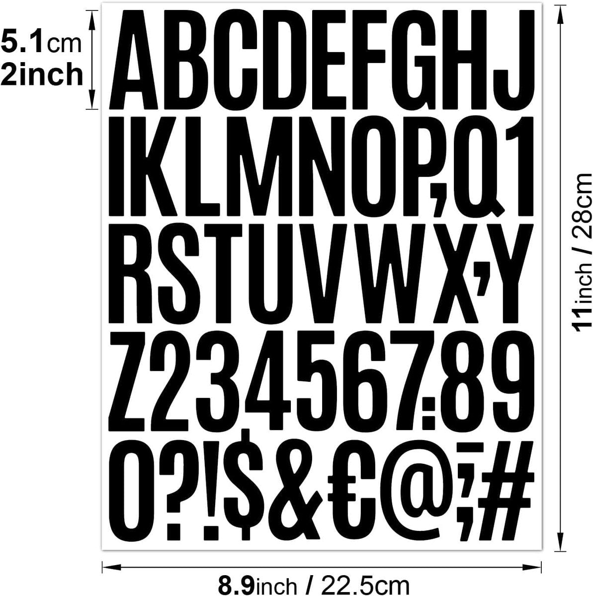 letter stickers - 10-sheet vinyl letter stickers - 2-inch self-adhesive alphabet and number stickers - waterproof - suitable for mailboxes, windows, doors, cars, boats, house numbers (black)