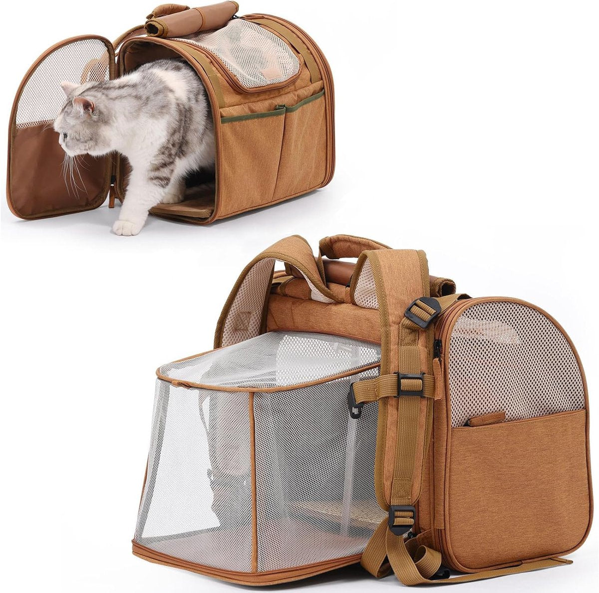Travel Basket for Cats and Dogs - Carrier for Cats and Dogs - Travel Bag for Cats and Dogs - Dog Carrier - Cat Carrier - up to 10 lbs - brown