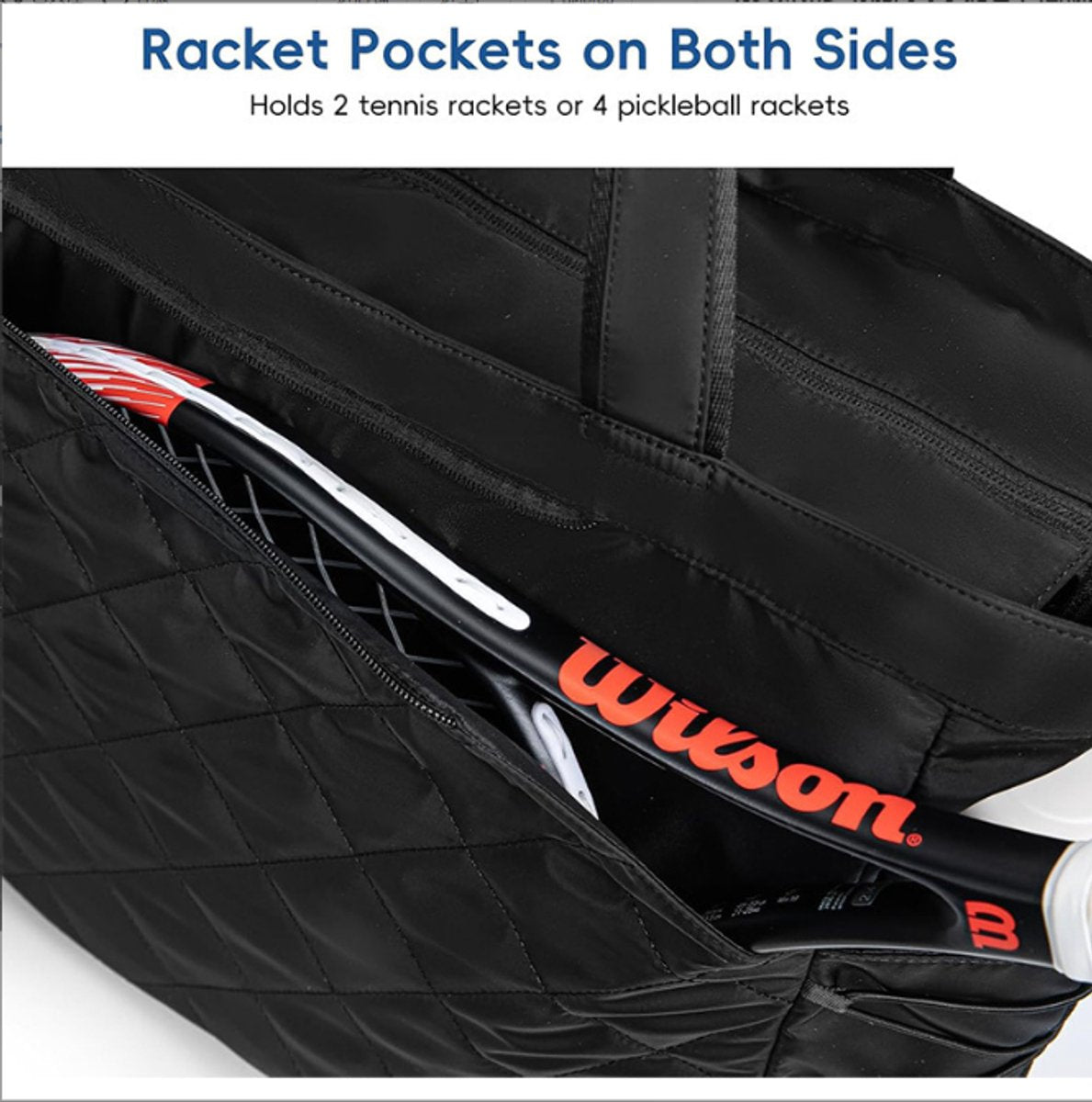 Backpack - Tennis bag - Handbag - Sports bag - Waterproof racket bag - Suitable for multiple rackets with shoe compartment - Black