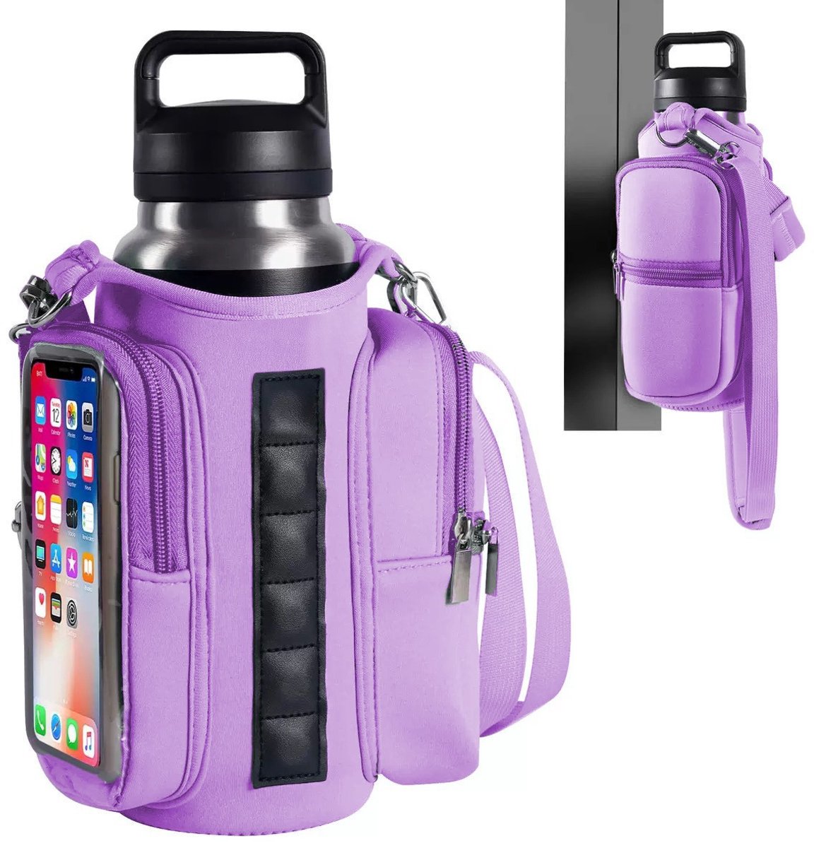 Magnetic Sports Bag with Adjustable Shoulder Strap - Includes Water Bottle Holder and Pocket - for Sports, Workouts, Travel &amp; Work（Purple）