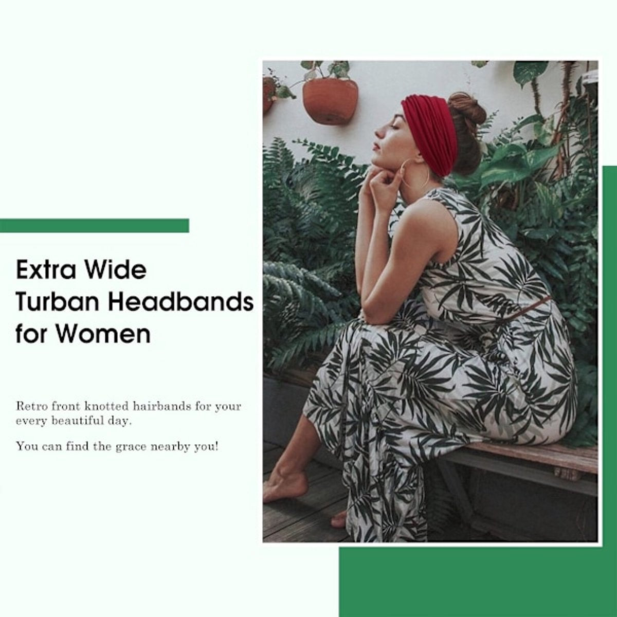 Wide Headbands for Women - Bohemian Style - 6-Pack - Oversized Turban Headbands - Scrunchies - Casual Wear - Sportswear - Cosmetics - Yoga Accessories