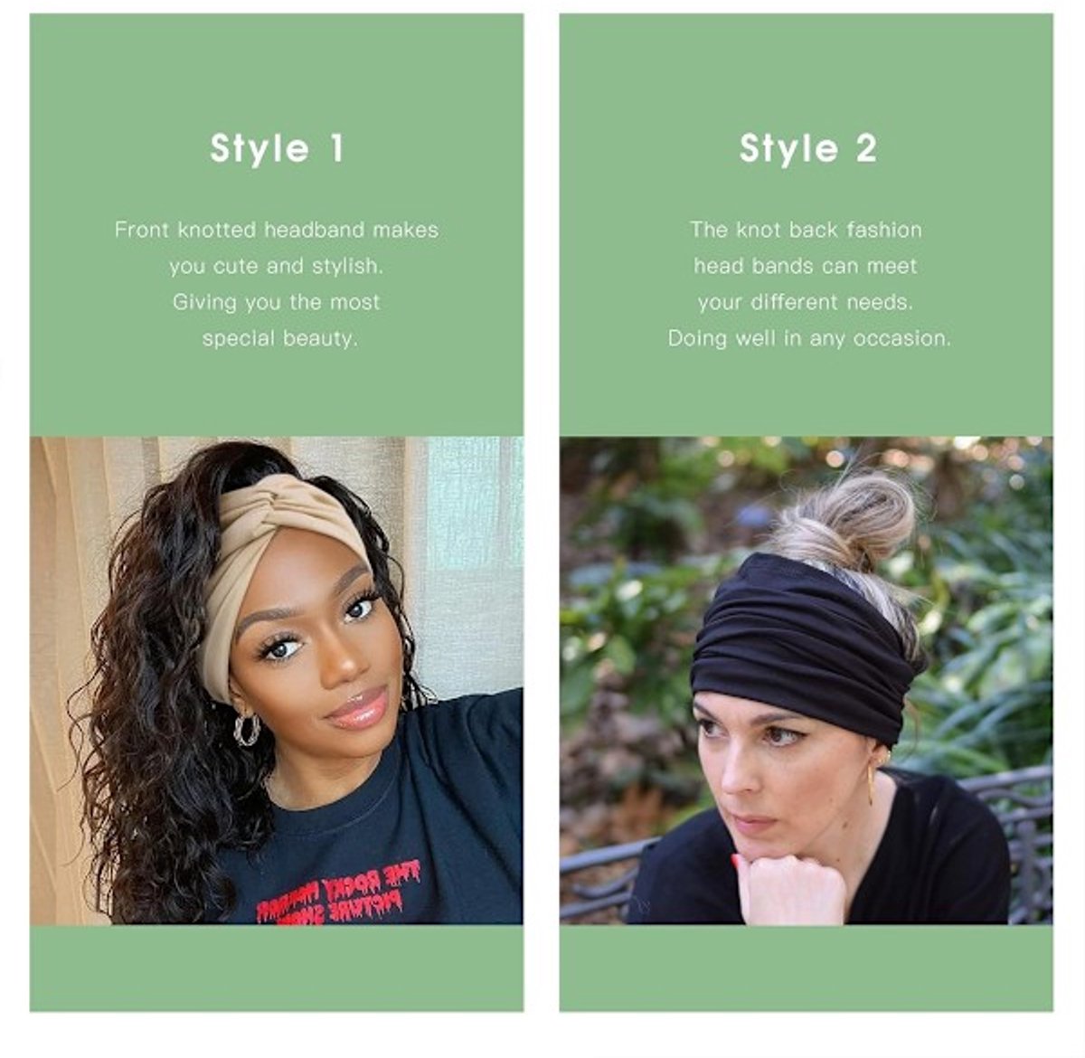 Wide Headbands for Women - Bohemian Style - 6-Pack - Oversized Turban Headbands - Scrunchies - Casual Wear - Sportswear - Cosmetics - Yoga Accessories