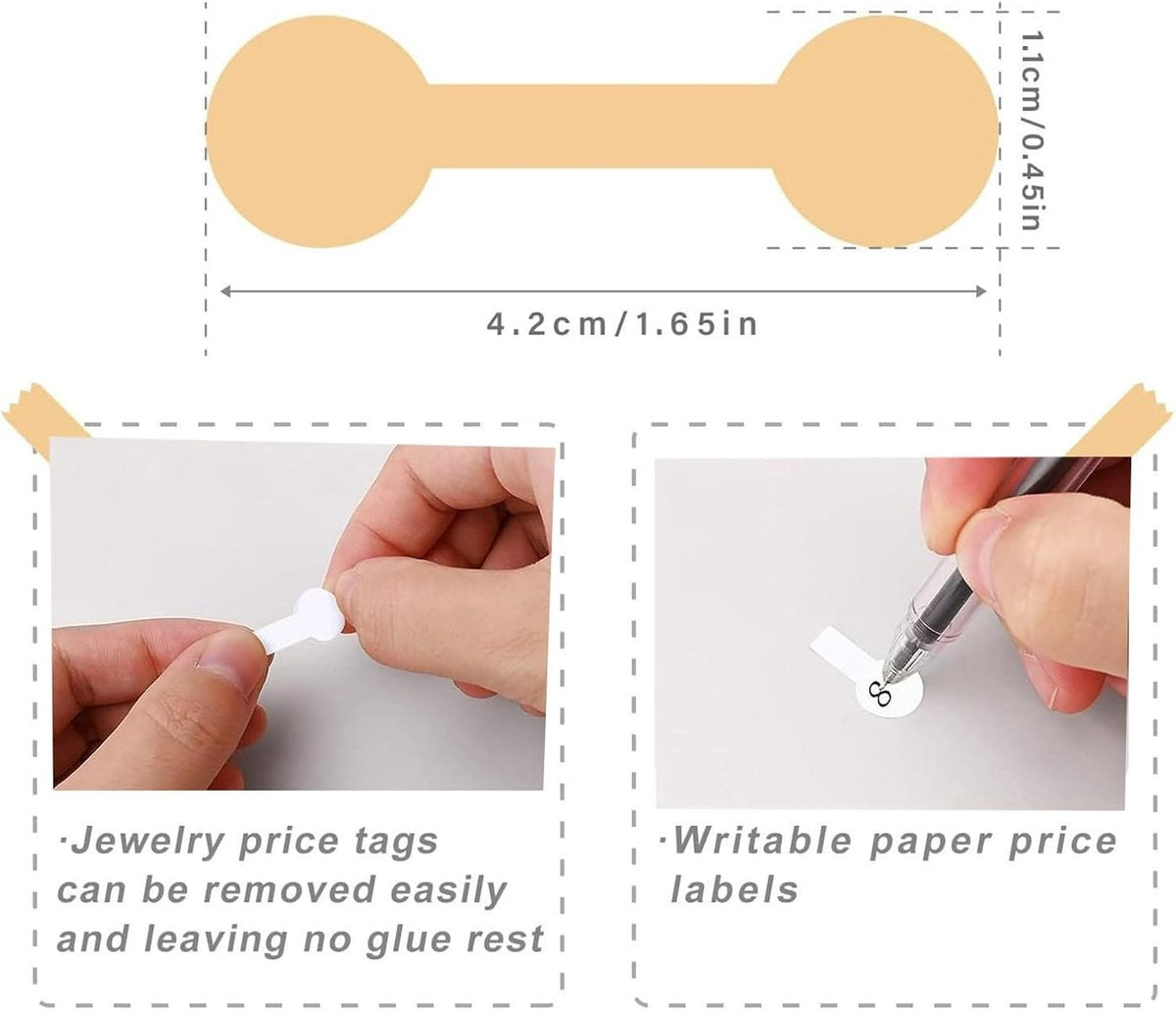 Price Stickers - Jewelry Price Labels for Small Businesses - White Self-Adhesive - Roll of Blank Jewelry Price Labels - For Clothing, Rings, Necklaces, Earrings - Price Identification - Rectangular Labels - 1000 Sheets