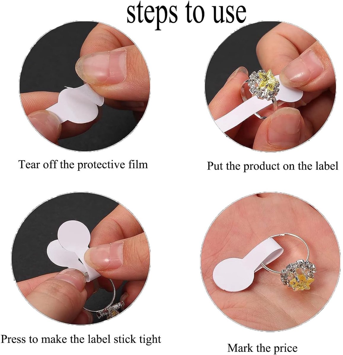 Price Stickers - Jewelry Price Labels for Small Businesses - White Self-Adhesive - Roll of Blank Jewelry Price Labels - For Clothing, Rings, Necklaces, Earrings - Price Identification - Rectangular Labels - 1000 Sheets