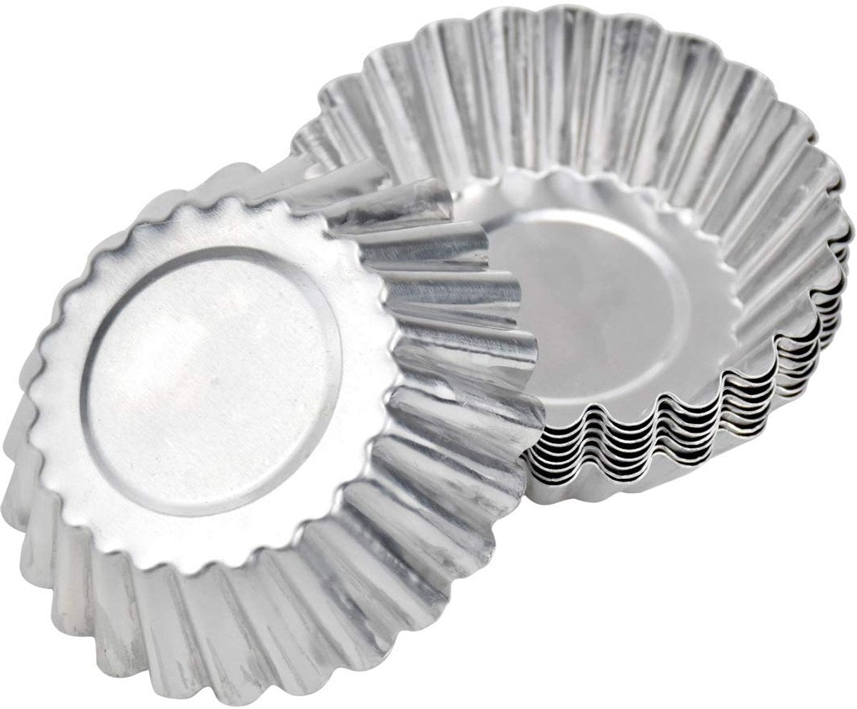 30-Piece Egg Pie Molds - Steel Baking Molds - Muffin Molds - Cupcake Molds - Pudding Molds - Desserts - Ice Cream - Non-Stick and Reusable - Silver