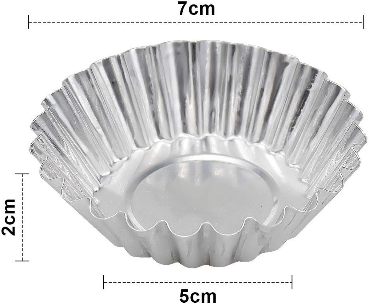 30-Piece Egg Pie Molds - Steel Baking Molds - Muffin Molds - Cupcake Molds - Pudding Molds - Desserts - Ice Cream - Non-Stick and Reusable - Silver