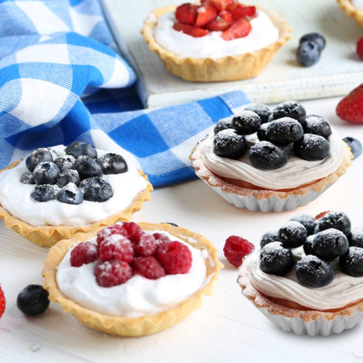 30-Piece Egg Pie Molds - Steel Baking Molds - Muffin Molds - Cupcake Molds - Pudding Molds - Desserts - Ice Cream - Non-Stick and Reusable - Silver