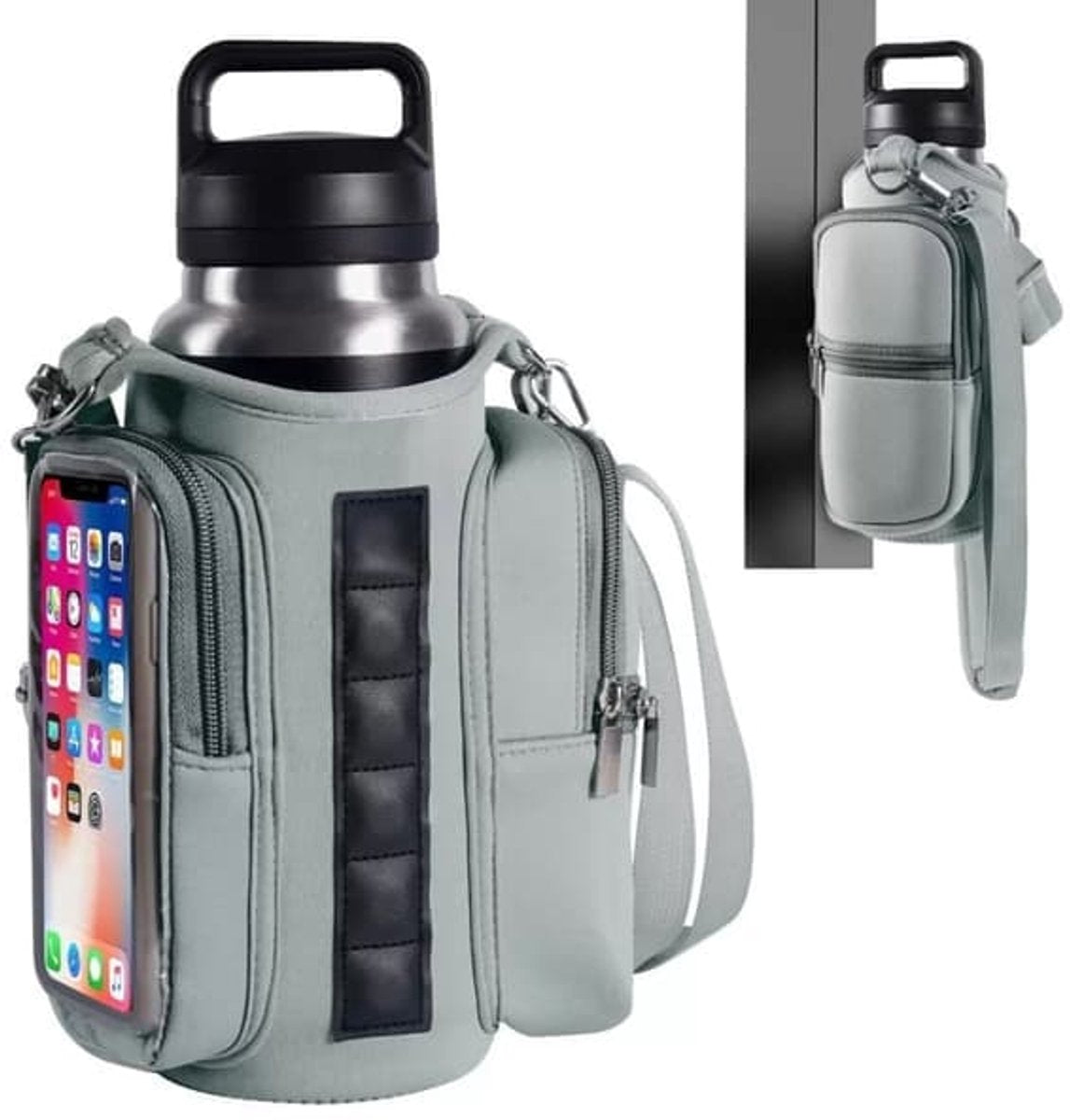 Magnetic Sports Bag with Adjustable Shoulder Strap - Includes Water Bottle Holder and Pocket - for Sports, Workouts, Travel & Work（Gray）