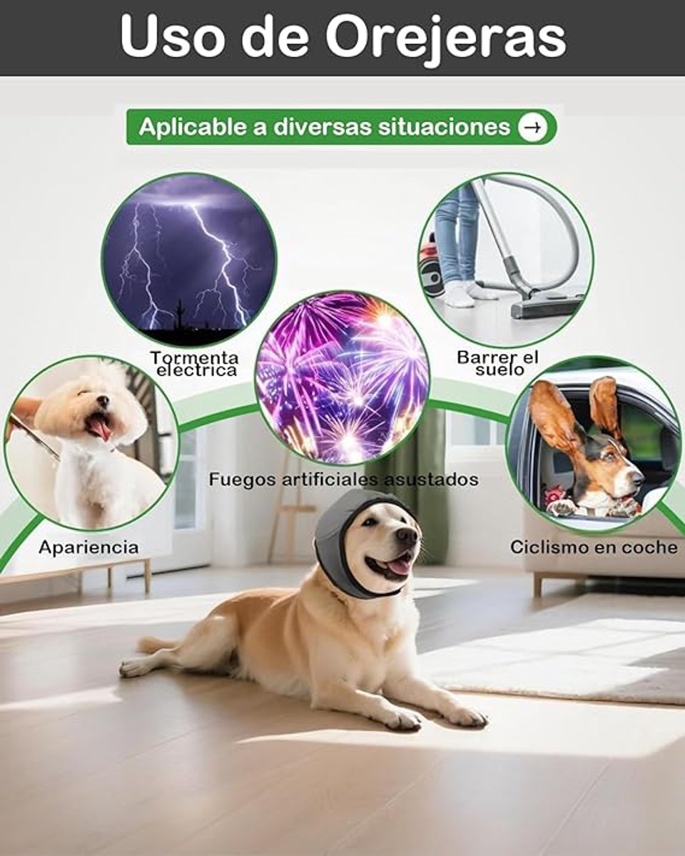 Dog Earmuffs - Dog Earmuffs - Noise-dampening Earmuffs - Comfortable Headband - Shockproof - Lightning Protection - Waterproof - L