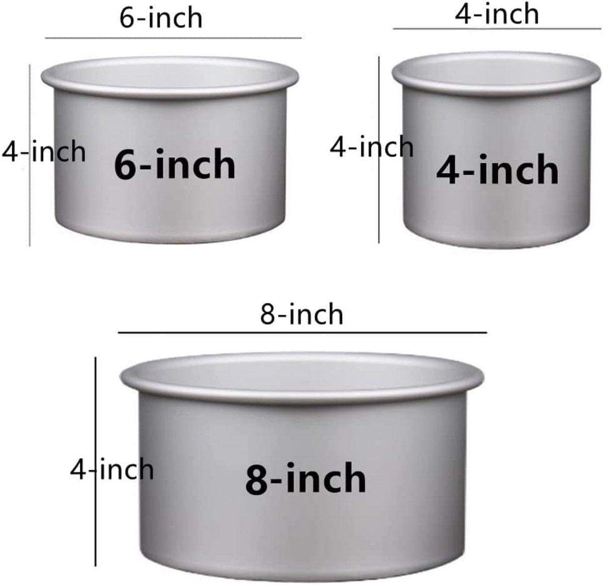 Set of 3 round cake tins, 10 cm deep - Includes cake tins with a diameter of 10 cm, 15 cm and 20 cm - Removable base - Suitable for baking - Healthy, sustainable and easy to clean