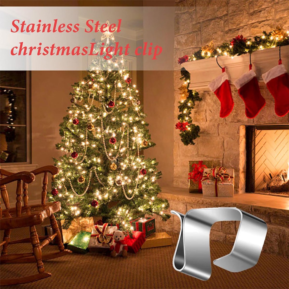 Hooks for outdoor lighting - 50 pieces - Hooks - Christmas light hooks - Christmas light clips - Cable clips - Christmas light hooks - Suitable for outdoor Christmas lights, kitchen lights, etc. - Stainless steel hooks