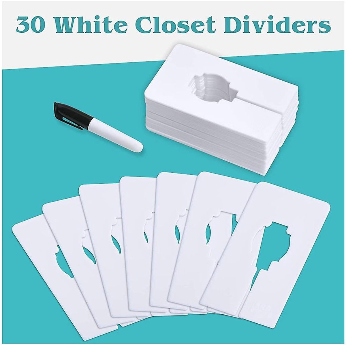 Wardrobe dividers - for hanging clothes - rectangular clothes dividers on racks - white wardrobe 40 pieces