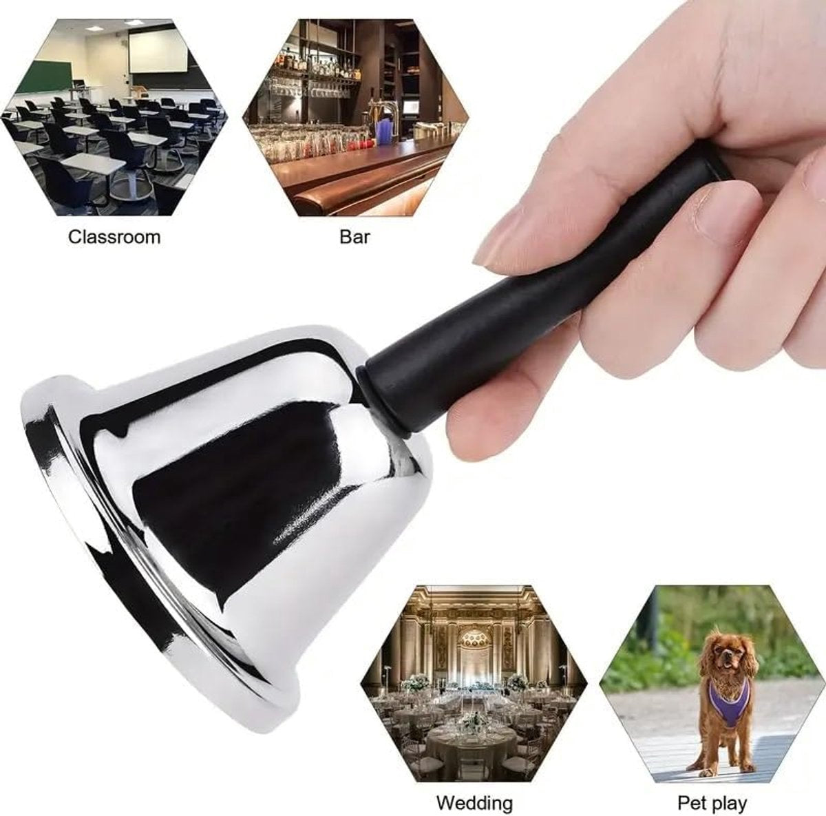 Handbell - Reception Phone - Stainless Steel - Fixed Desk - Service - Santa Claus Bell - Hotel Butler Desk Handle - Living Room - Home - Decoration - School Hospital - Bar