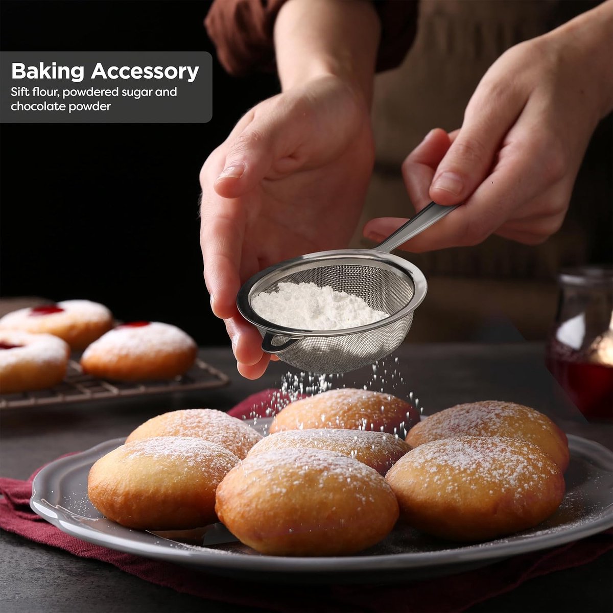 Matcha filter - 2 pieces - Tea filter - Stainless steel filter - Kitchen filter - Mini filter - Flour sieve - Baking sieve