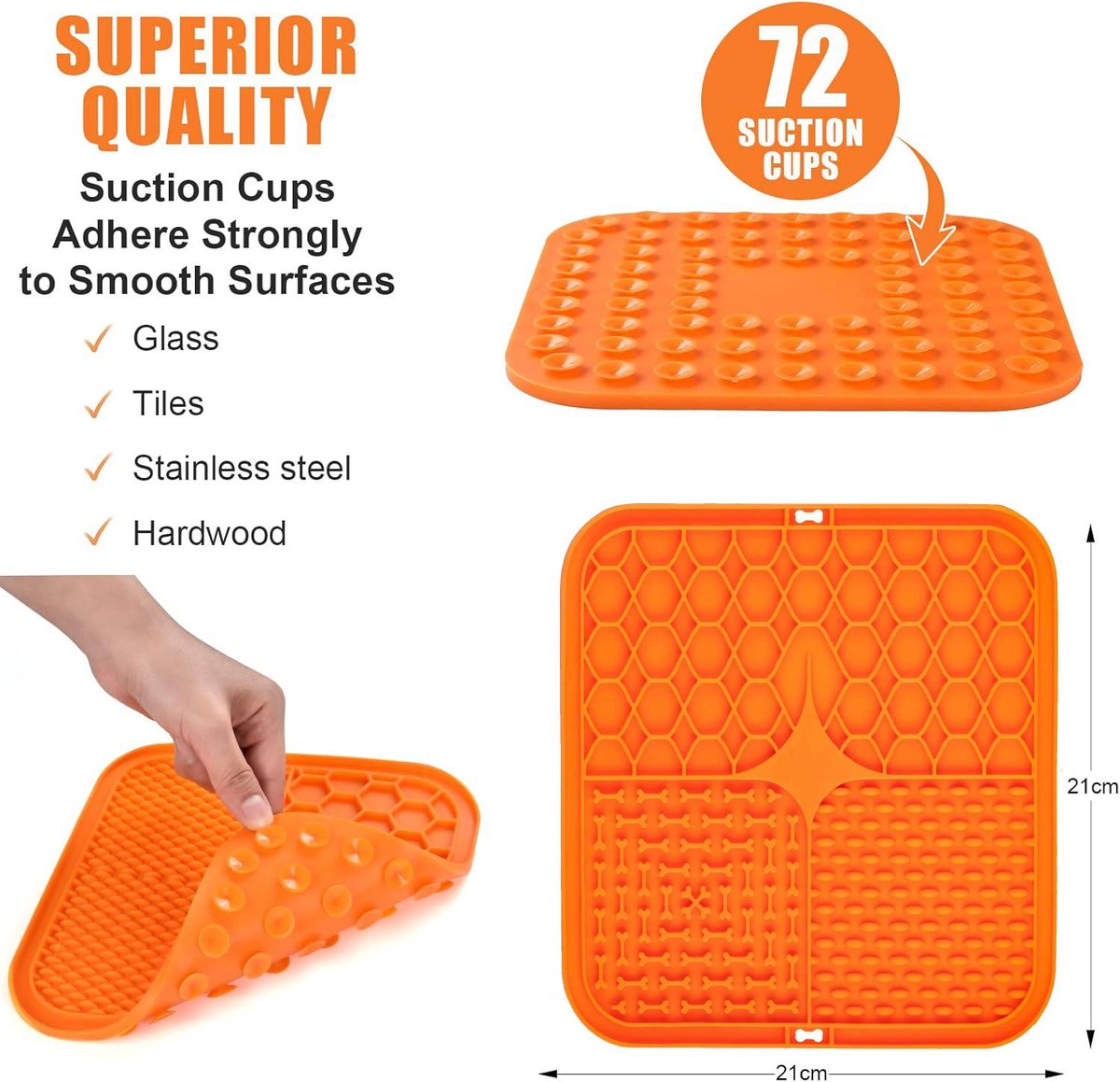 2-Pack Dog Lick Mats with Suction Cups - BPA-Free Slow Feeder Dog Lick Mats - Comes with 1 silicone scraper - Extra strong suction cups - Suitable for bathing, grooming, training and combing