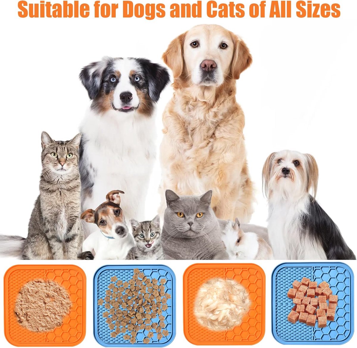 2-Pack Dog Lick Mats with Suction Cups - BPA-Free Slow Feeder Dog Lick Mats - Comes with 1 silicone scraper - Extra strong suction cups - Suitable for bathing, grooming, training and combing