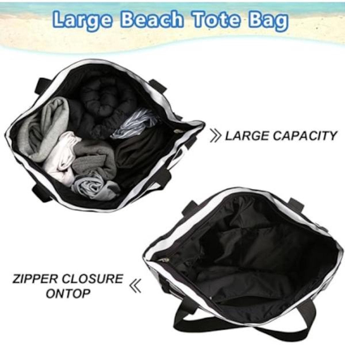 Beach Bag - Waterproof Foldable Beach Bag - Large - Foldable - Women's Beach Bag - Large Capacity - Portable Storage Bag