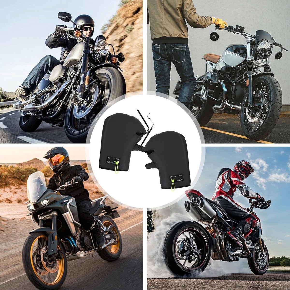 Cycling Gloves - Extra Padded Cycling Gloves - Warm Gloves - Cycling Gloves - Scooter Gloves - Hand Warmers - Cycling Accessories - With Reflective Strips - Winter - Windproof - Waterproof （Black）