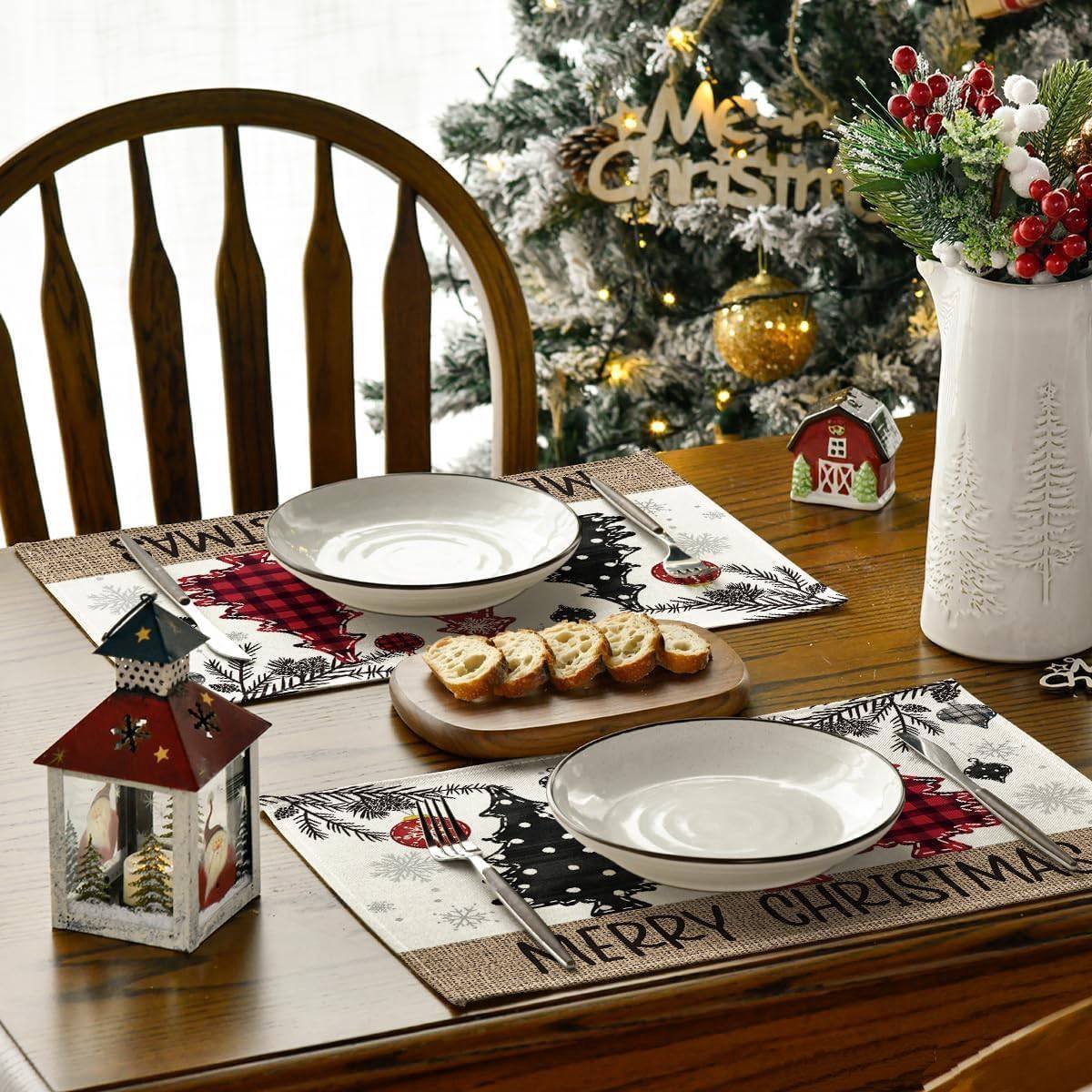 Placemats - Set of 4 - Christmas placemats - Table mats - Coasters - Christmas decorative placemats - 46x31cm - Suitable for party decorations, kitchens and dining rooms
