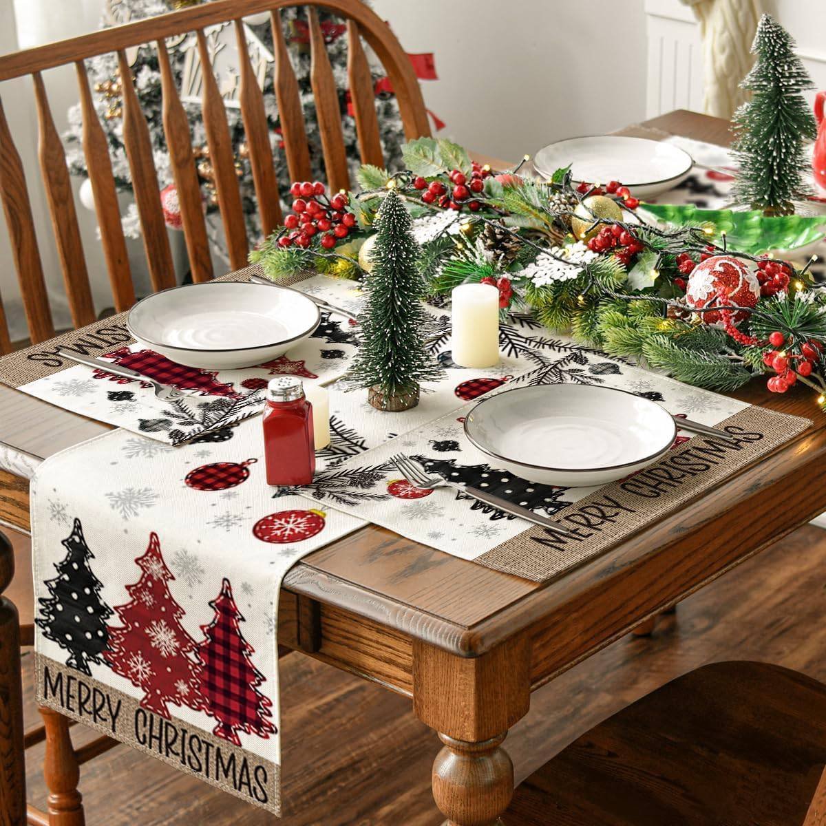 Placemats - Set of 4 - Christmas placemats - Table mats - Coasters - Christmas decorative placemats - 46x31cm - Suitable for party decorations, kitchens and dining rooms