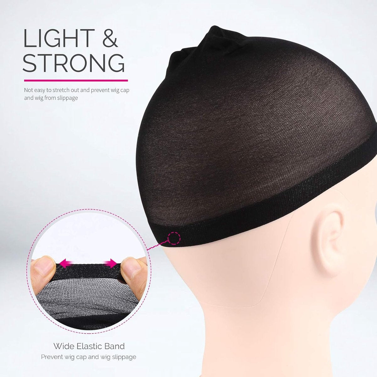 6-Pack Wig Caps - Black Elastic Wig Caps - Suitable for women, girls and children.