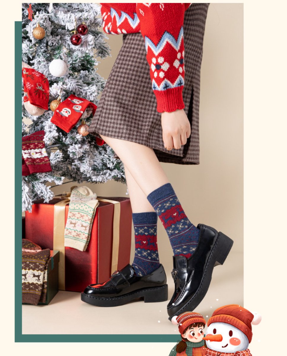 Socks - 5 pairs - Christmas socks - Lounge socks - Warm socks - Cute mid-height reindeer women's socks - Christmas sock set - Christmas gift - Birthday gift - Reindeer series