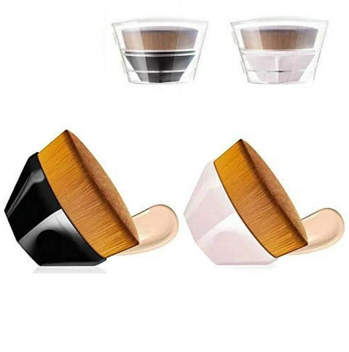 Foundation Brush - 2-Pack Multifunctional Face Brushes - Perfect for blending liquid cream or flawless foundation (black/pink)