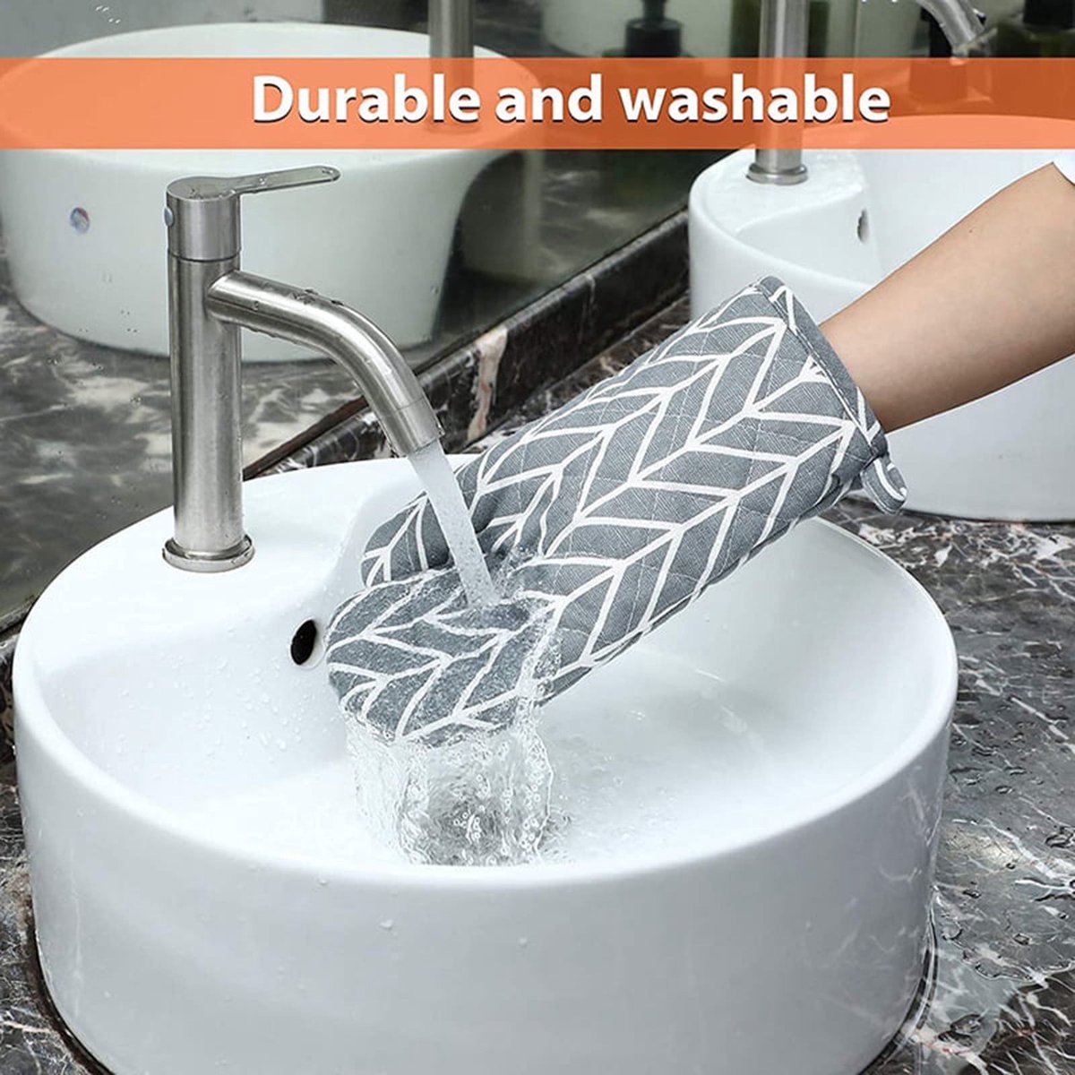 Set of 6 - Oven Mitts and Heat Resistant Mat - Microwave Gloves and Heat Resistant Oven Mat - Cooking Specific