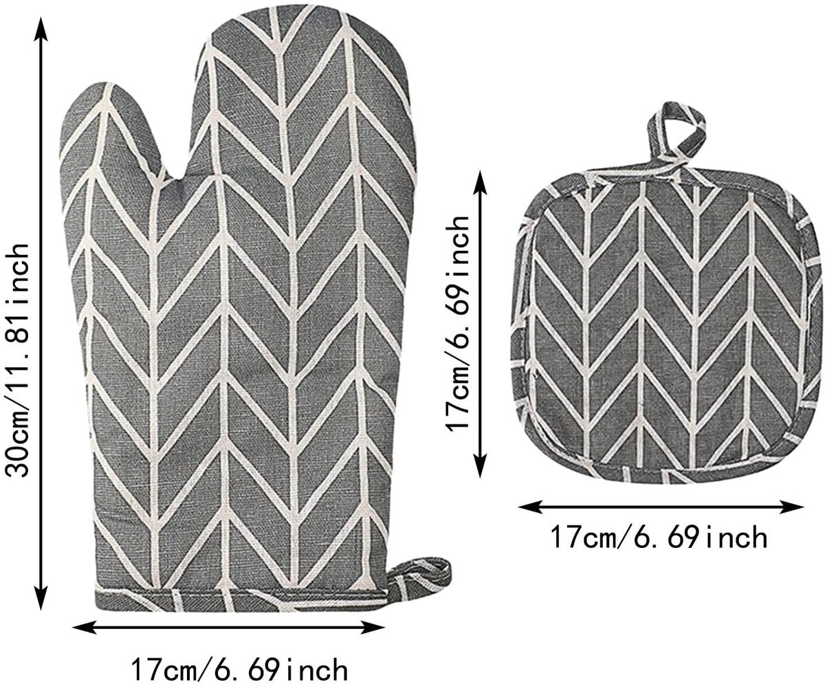 Set of 6 - Oven Mitts and Heat Resistant Mat - Microwave Gloves and Heat Resistant Oven Mat - Cooking Specific