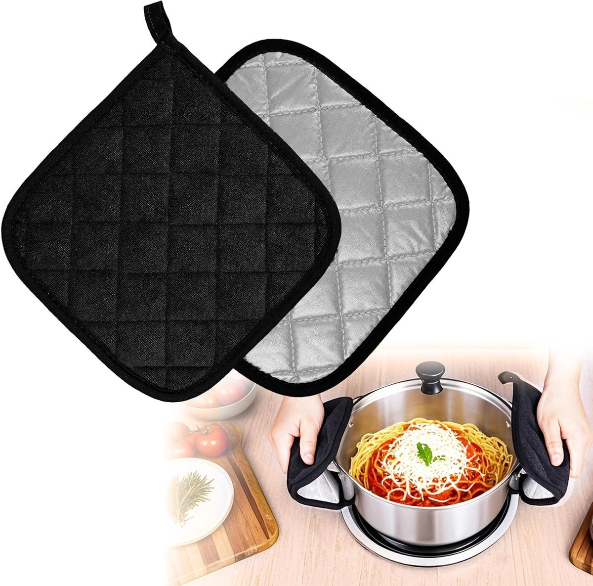 Set of 2 heat insulation mats - thickened - heat insulation mat - anti-scalding - microwave gloves - silver cloth - pot holder