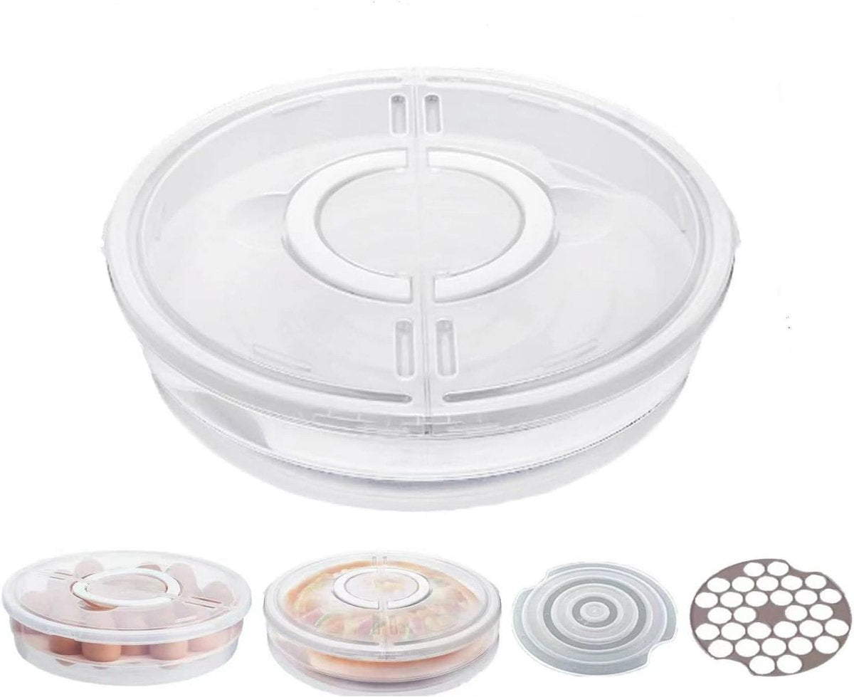 Versatile Storage Box - with Lid and Handle - Egg Carton - Holds 30 Cake Eggs - 12/3.5 Inches - Perfect for Cheesecake, Corn Pie, Fruit - White and Clear (One)