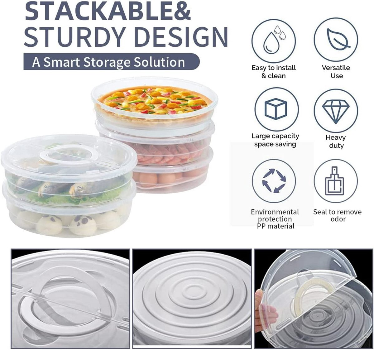 Versatile Storage Box - with Lid and Handle - Egg Carton - Holds 30 Cake Eggs - 12/3.5 Inches - Perfect for Cheesecake, Corn Pie, Fruit - White and Clear (One)