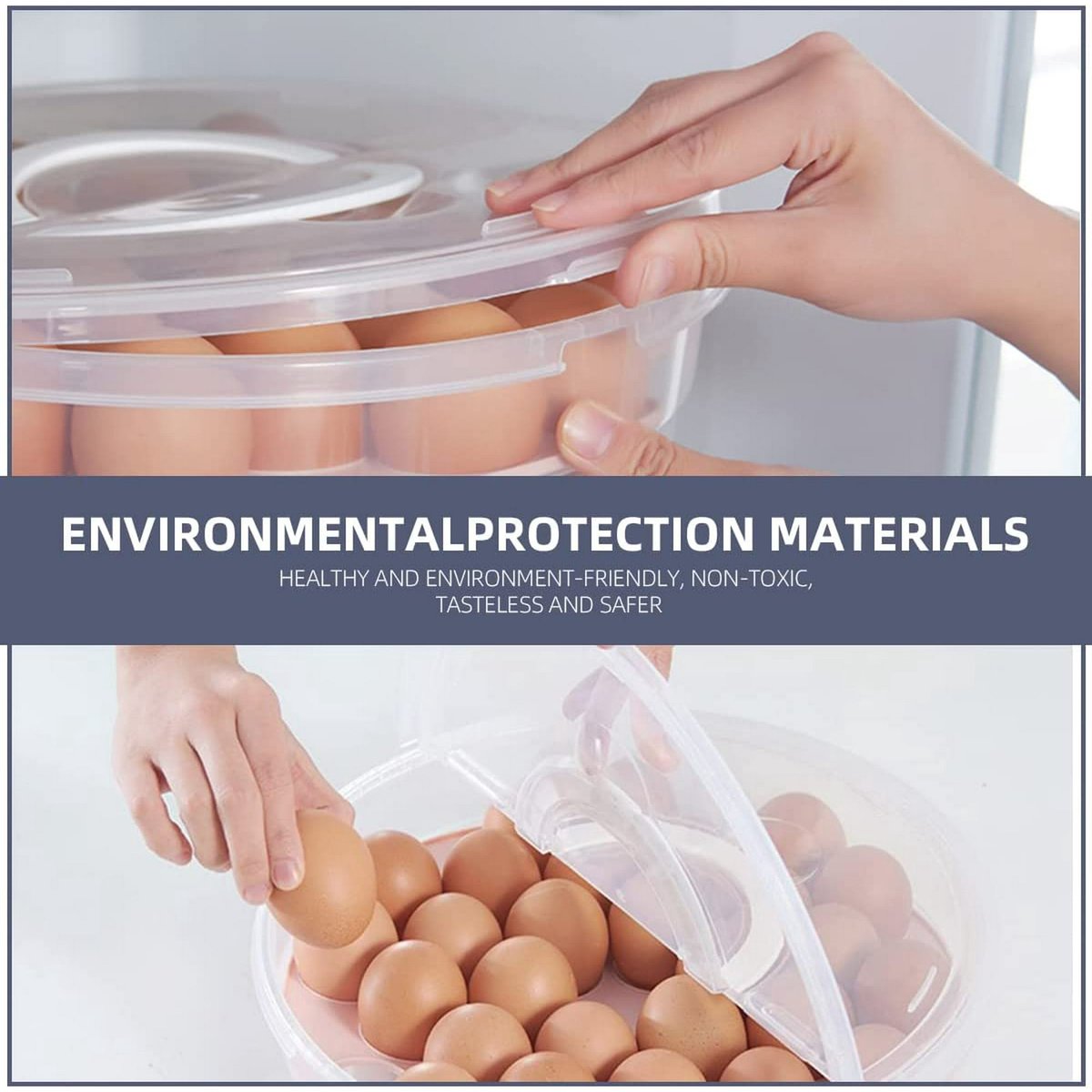 Versatile Storage Box - with Lid and Handle - Egg Carton - Holds 30 Cake Eggs - 12/3.5 Inches - Perfect for Cheesecake, Corn Pie, Fruit - White and Clear (One)