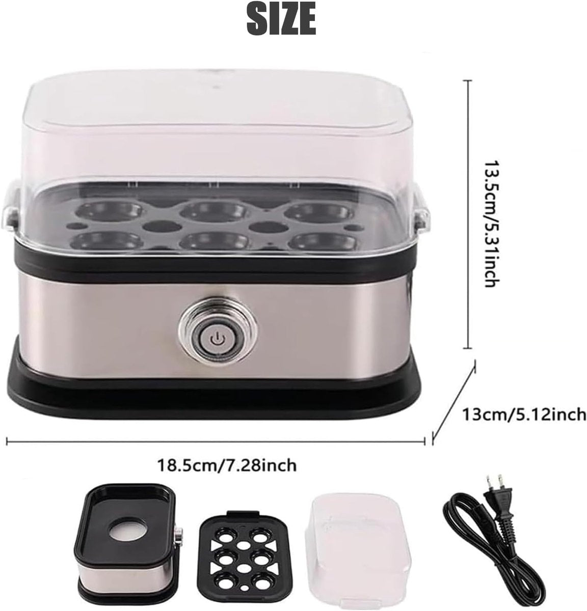 Electric Egg Boiler - Egg Boiler 6 Eggs - Made of Stainless Steel - Intelligent Steamer with Automatic Shut-Off