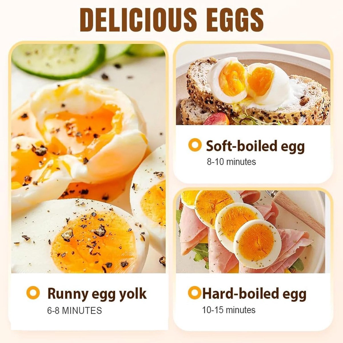 Electric Egg Boiler - Egg Boiler 6 Eggs - Made of Stainless Steel - Intelligent Steamer with Automatic Shut-Off