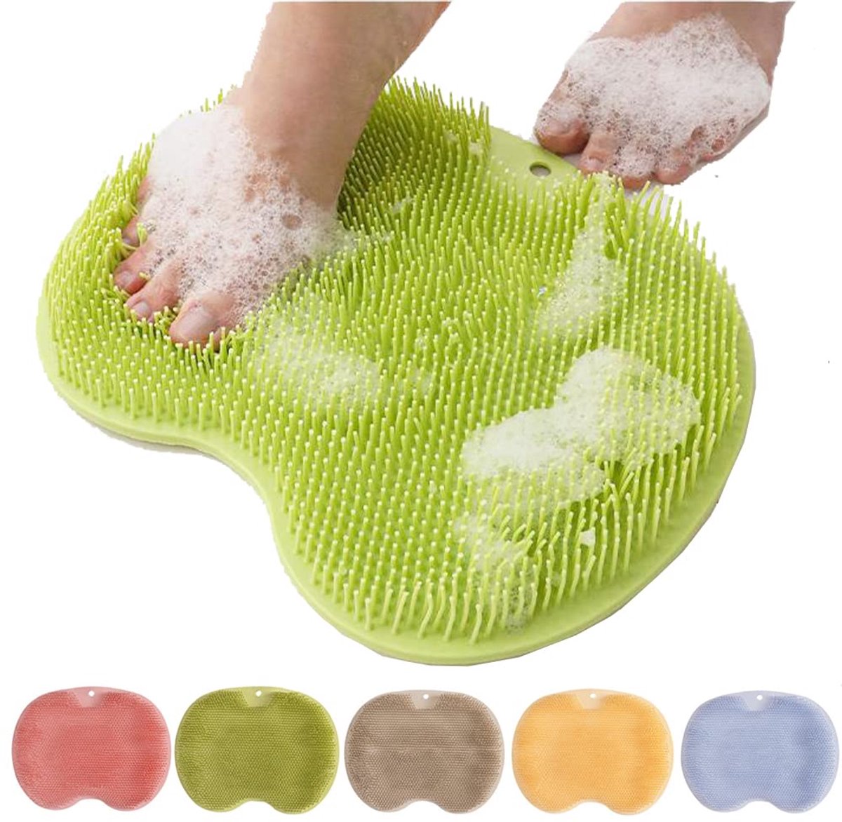 Shower Mat - Non-Slip Bath Mat - Foot Cleansing Pad, Back Scrub Pad, Exfoliating Bath Scrub Pad, Non-Slip Wall Suction Cup - Suitable for Men and Women (Vegetable)
