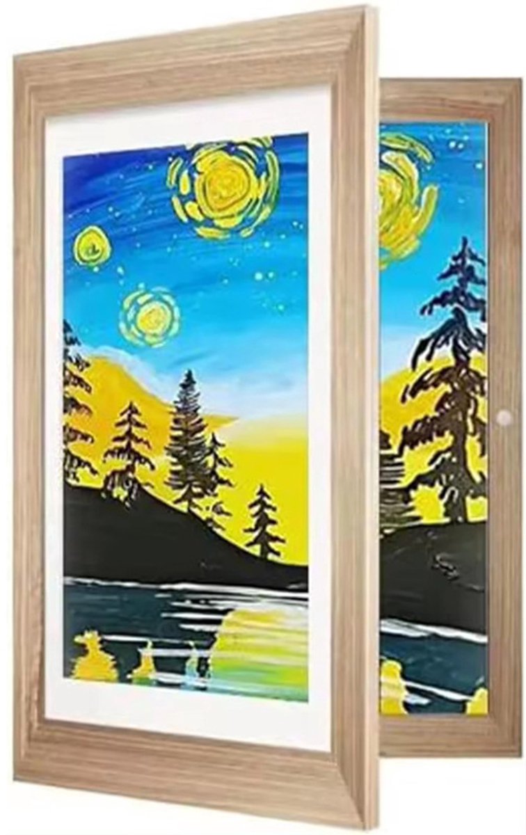 Interchangeable frame - children's drawing - Interchangeable frame A4 - Children's artwork - children's drawings interchangeable frame - Photo frame Poster frame Wall frame - Gift - Natural wood color