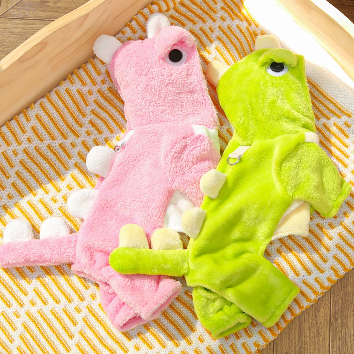 Warm Pet Clothing - Cute Dinosaur Dog Suit - Warm Fleece Pet Clothes for Small Dogs - Green (Size M)