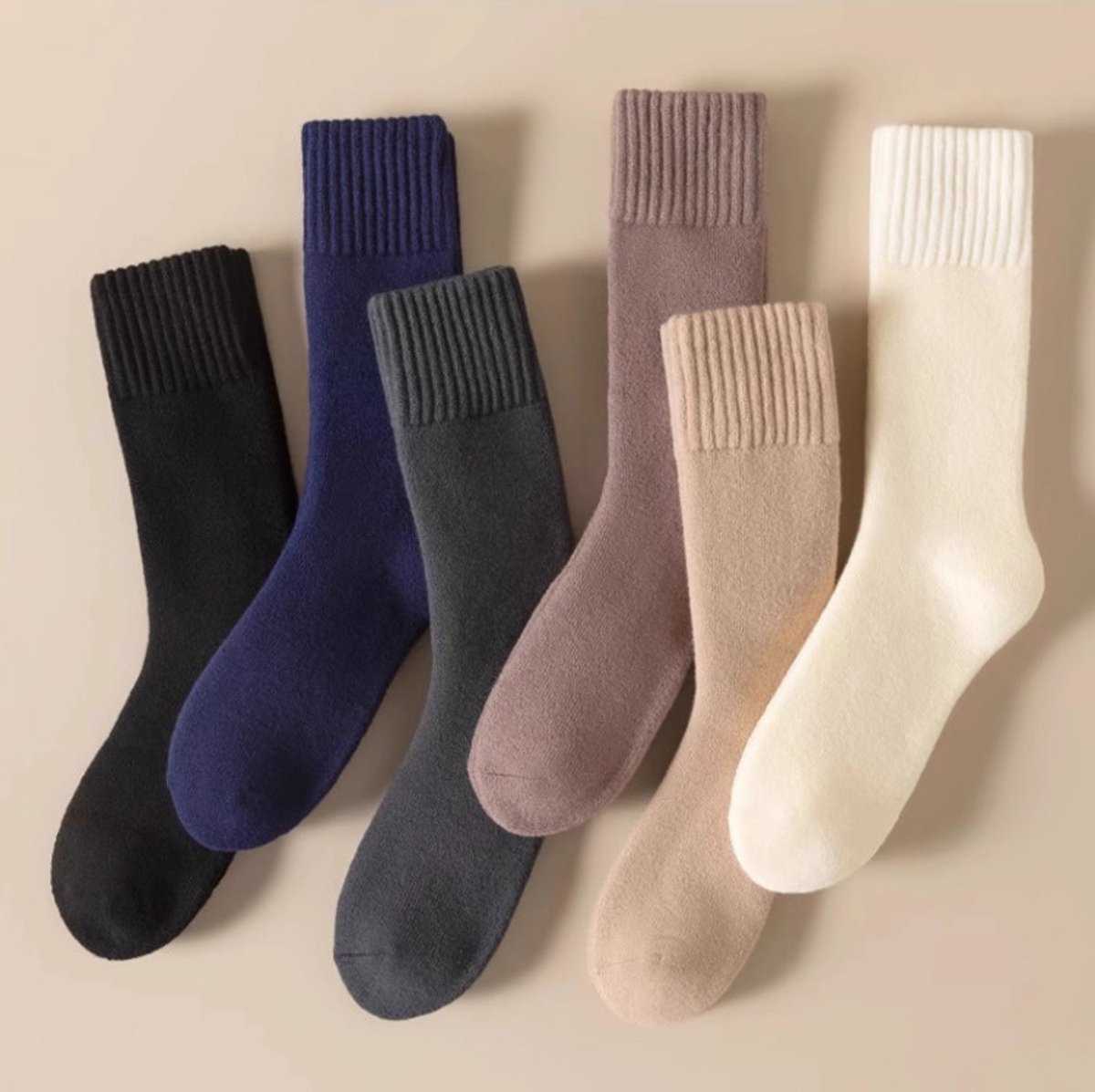 Thick Winter Socks Men - House Socks - Fluffy Socks - Casual Socks - Work Socks - 6-Pack Socks Men 43 46 - Size 40-46 - Black, White, Gray