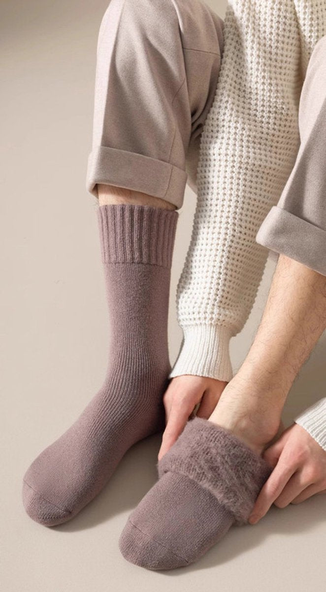 Thick Winter Socks Men - House Socks - Fluffy Socks - Casual Socks - Work Socks - 6-Pack Socks Men 43 46 - Size 40-46 - Black, White, Gray