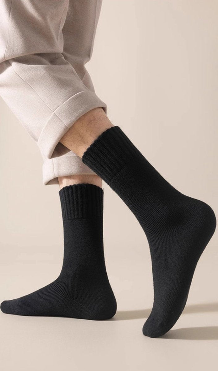 Thick Winter Socks Men - House Socks - Fluffy Socks - Casual Socks - Work Socks - 6-Pack Socks Men 43 46 - Size 40-46 - Black, White, Gray