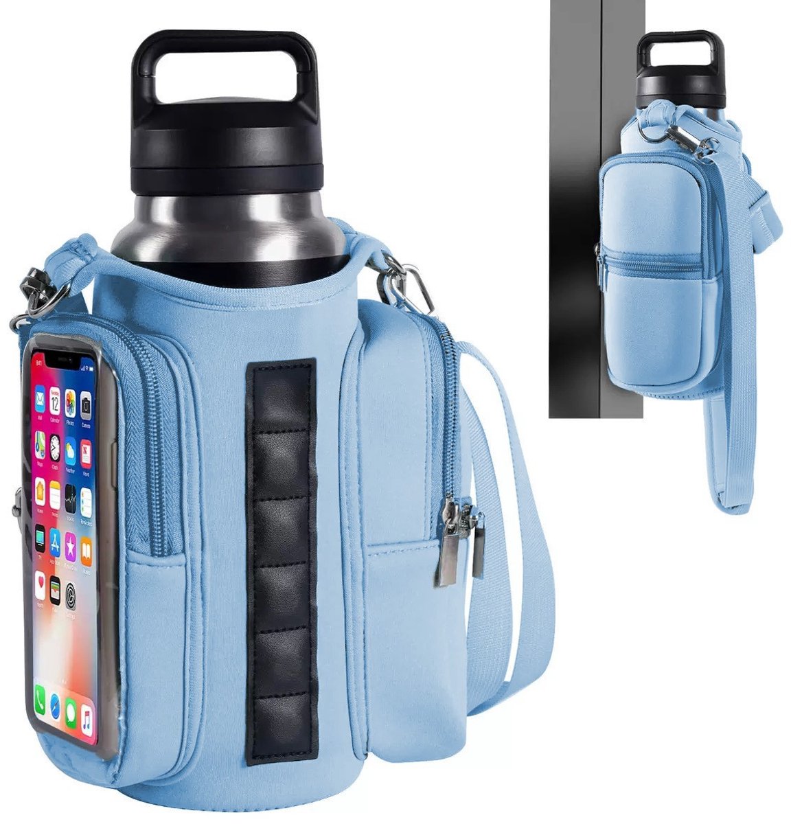 Magnetic Sports Bag with Adjustable Shoulder Strap - Includes Water Bottle Holder and Pocket - for Sports, Workouts, Travel &amp; Work（Blue）