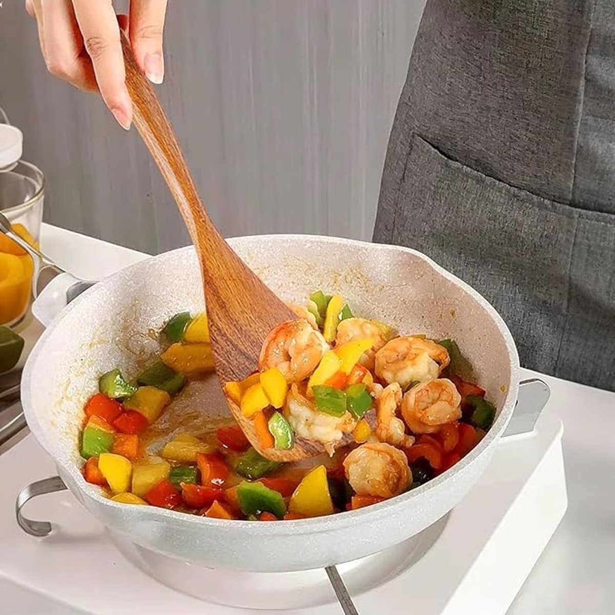 Kitchen Utensils - Wooden Kitchen Utensils - Cooking Utensil Set - Wooden Spatula - Spatulas - Ladles - 4-Piece Set - Hangable - Scratch-resistant, high-temperature resistant