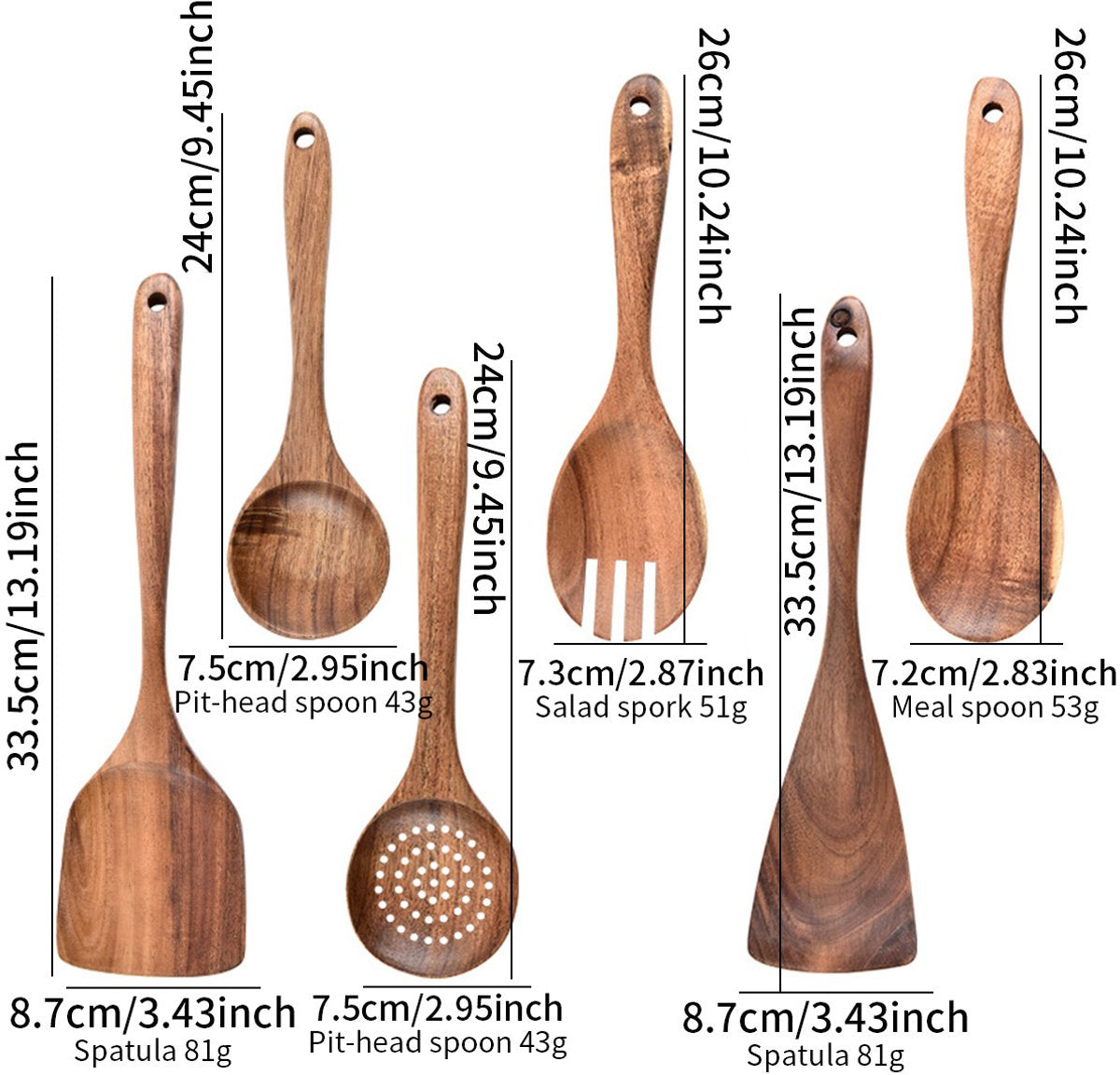 Kitchen Utensils - Wooden Kitchen Utensils - Cooking Utensil Set - Wooden Spatula - Spatulas - Ladles - 4-Piece Set - Hangable - Scratch-resistant, high-temperature resistant