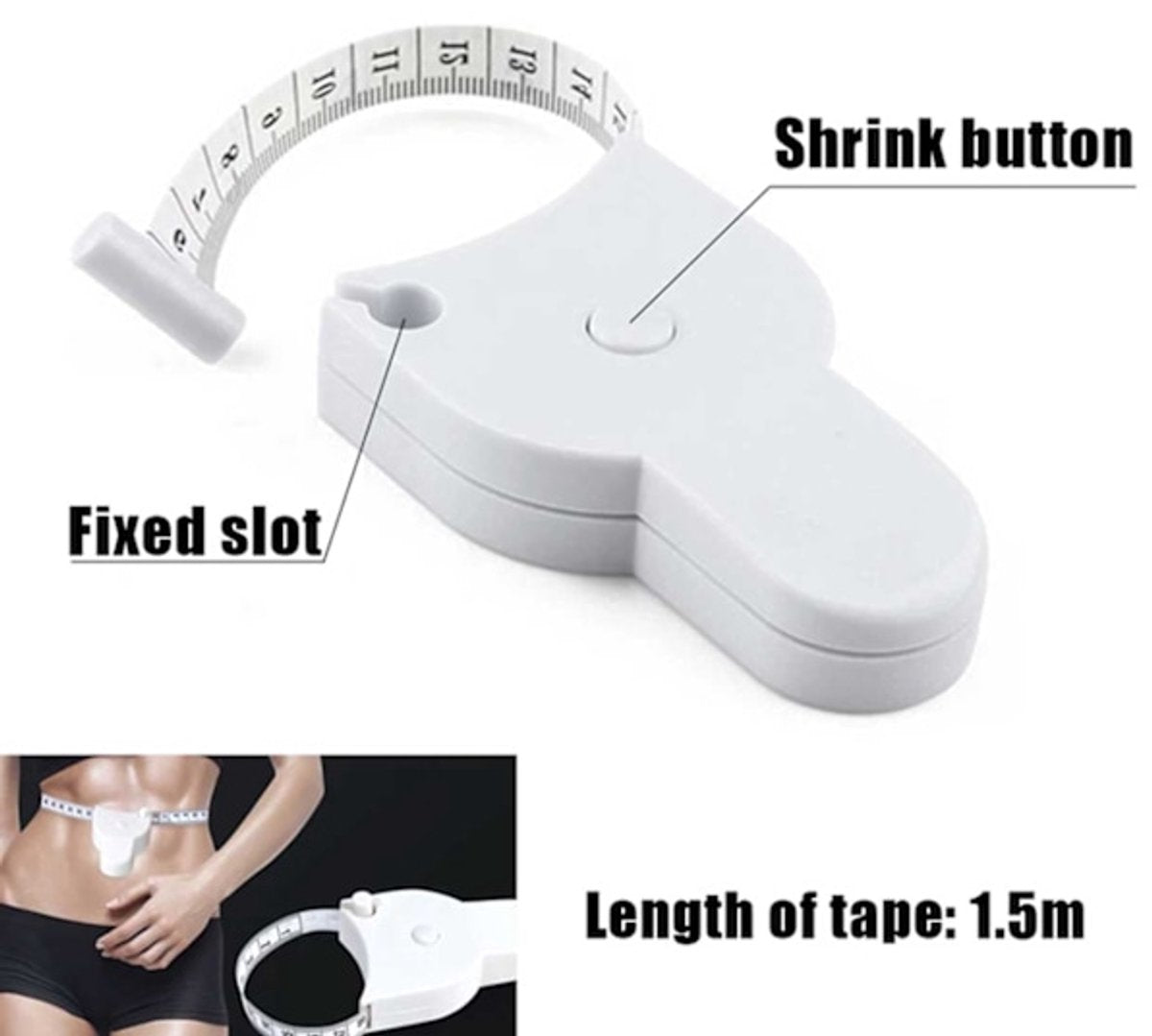 Measuring tape - for clothing and body measurements - centimeters and inches - white