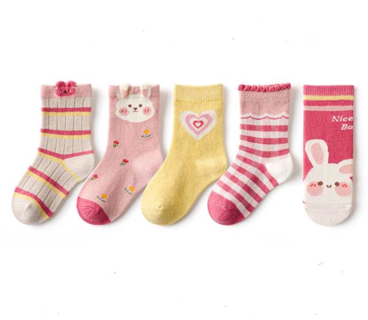 5 pairs of children's socks - Short socks for boys and girls, cotton, suitable for medium to large children - Size S (1-3 years), recommended shoe size 21-24